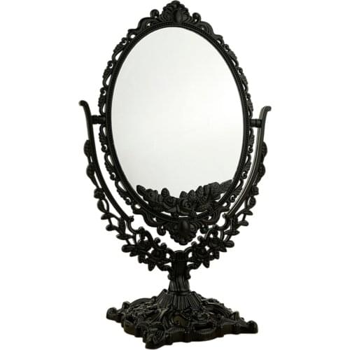 Two-Sided Tabletop Makeup Mirror Oval Stand Mirror for Dressing Room