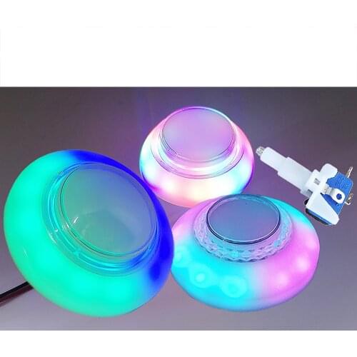 2pcs free shipping RGB flashing in cycle with 12V Colorful LED illuminated push button micro switch for arcade crane machine DIY