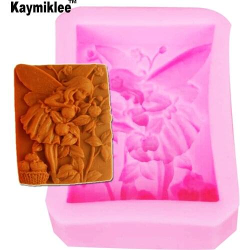 F1238 DIY Handmade Soap Silicone Mold Fairies Flower Molds Angel Beautiful Girl Candle Mould Form of Cake Tools,7* 9.5 * 3.2cm
