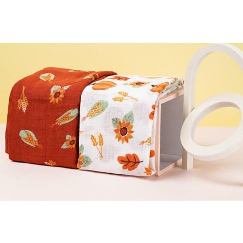 HappyFlute 2pcs Set Print Cotton Muslin 2layer Swaddles Newborn Wrap Infant Baby Blankets