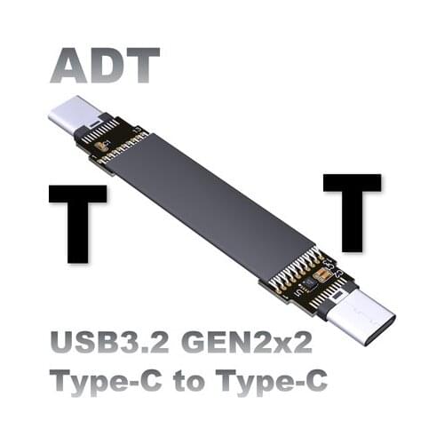 ADT-Link USB 3.2 Type C To Type C Extension Cable Shield FPV FPC Ribbon Flat USB C Cable 3A 20Gbps Gen2 x 2 EMI Shielding
