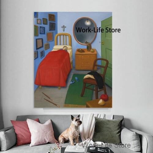 Famous Fat Art My room in Medellin Canvas Paintings By Fernando Botero Posters and Prints Living Room Wall Art Picture Decor