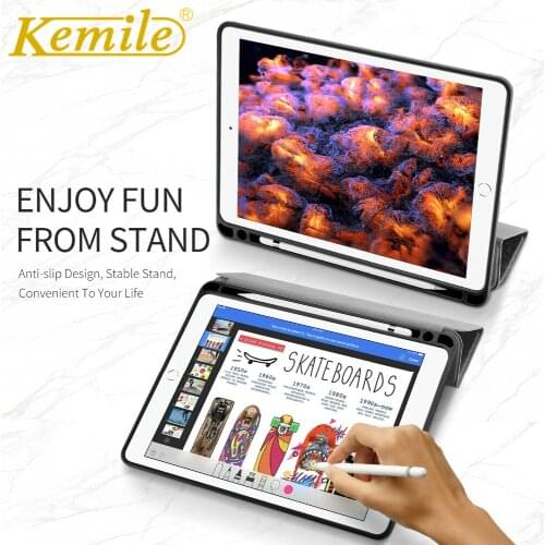 Kemile funda For iPad 9.7 2018 case Flip Ultra Slim W Pencil Holder Auto sleep Stand Cover For iPad 2017 9.7 Case A1893 A1954