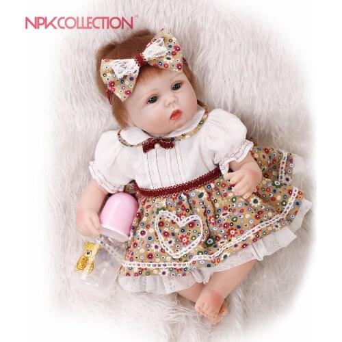 NPKCOLLECTION17inch reborn lovely premie baby doll New born realistic cute doll playing toys for kids Birthday Christmas Gift