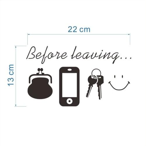 Cute Key Wallet Black English Wall Sticker Reminder for Living Room Decoration Wall Art Sticker English Small Wallpaper