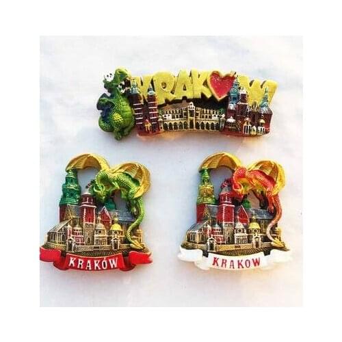 Cute Creative 3D Krakow Poland Old City Famous Building Fridge Magnet Travel Tourist Souvenirs Refrigerator Magnetic Sticker