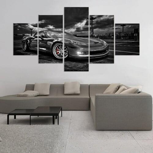 5 Panel Chevrolet Corvette Sports Car Modular Wall Art Canvas Posters Pictures HD Paintings Home Decor Living Room Decoration