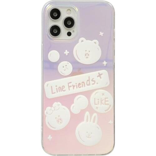 Cartoon Bear Laser Case for iPhone 12 Pro Max Back Phone Cover for 12 11 Pro Max X XS XR 8 7 Plus SE 2020