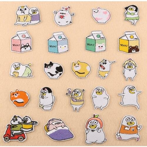 Cartoon patch funny animal cute cat iron on patches parches bordados para la ropa embroidery decoration children clothes