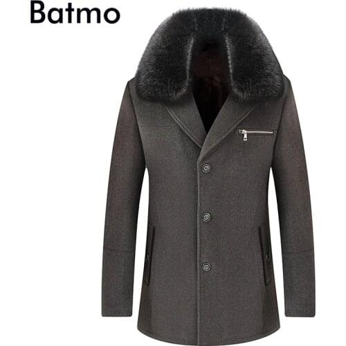 Batmo 2019 new arrival winter high quality wool thick casual trench coat men,mens winter warm coat,winter jackets men,1519