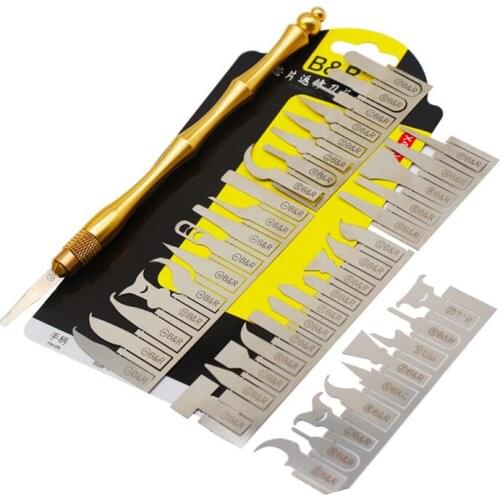 43 in 1 IC Chip CPU Remover Titanium Alloy Handle with 43pcs Blades for iPhone Motherboard NAND Flash BGA Repair Tool Kit