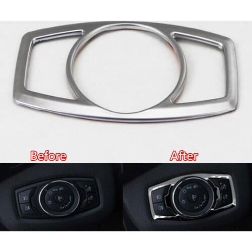 Car Interior Head Light Lamps Adjust Button Switch Frame Trim Cover Styling Sticker Fit For Ford Escort 2015 ABS