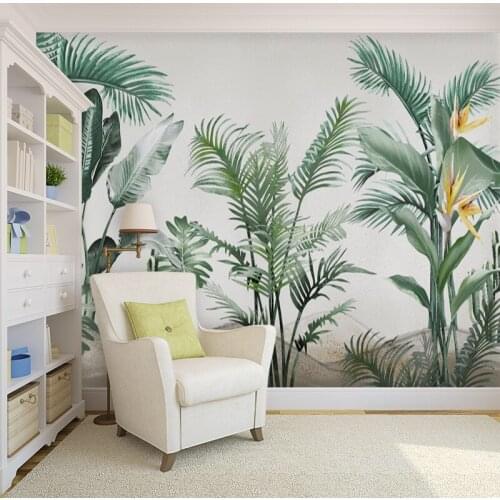 Custom Mural Wallpaper Modern Minimalist Landscape Hand-Painted Plants Background Wall Painting