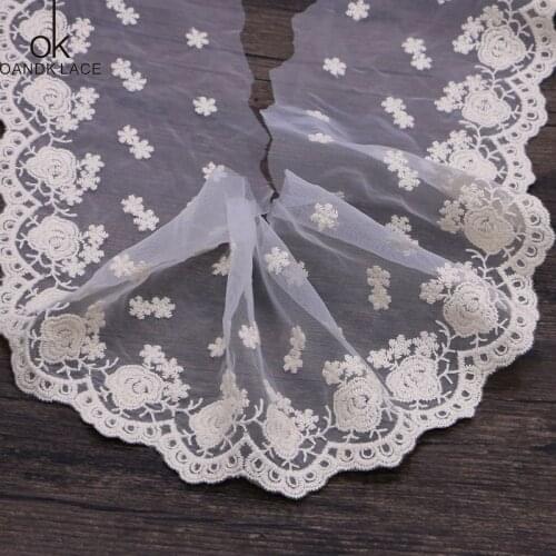 New 3 yard 11 cm Beige high quality clothing material DIY craft wedding embroidery lace trim