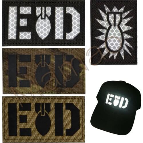 Explosive Ordnance Disposal EOD infrared IR multicam Bomb Squad laser hook patch Reflective Military Emblem Appliques Armband