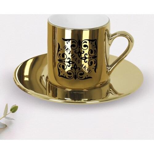 Personalized Is Mirrored Gold Turkish coffee Fincanı-10