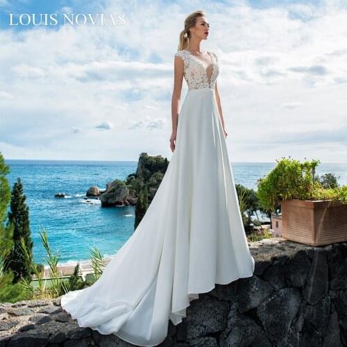 Louis Novias Beach Wedding Dress 2019 New Fashion Invisible Neckline Palace Dream Sleeveless Sexy Wedding Dress