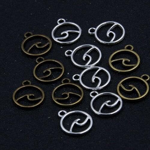 50PCS 11X14mm Small Hollow Charms Round Waves Metal Alloy Pendant For DIYJewelry Necklace Bracelet Earrings Marking