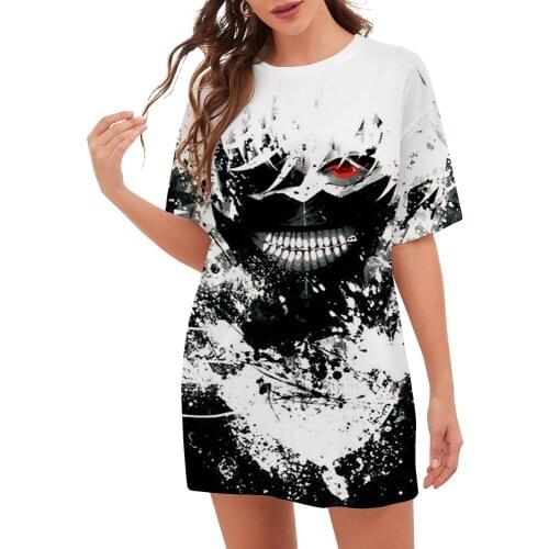 CLOOCL Popular Anime Tokyo Ghoul Fashion Women Short Sleeve Loose T Shirt 3D Character Print T-shirt Hip Hop Women Clothing