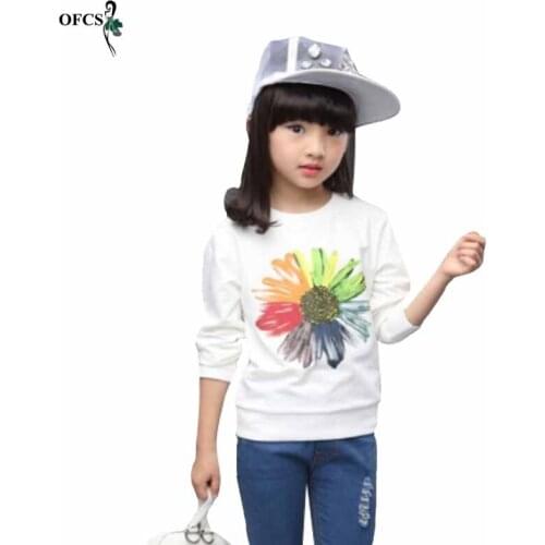 Selling Girls Autumn Flowers Printing Knit Pullover Warm Sweaters Christmas Costume Kids Long sleeve T-shirt Childrens Clothes