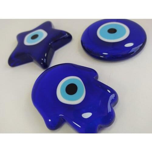 Evil Eye Set of 3 Glass Beads Charm Turkish Nazar Handmade Amulet Talisman Boho Home Decor Made in Turkey