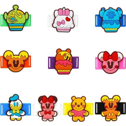 50pcs/lot Disney Cartoon Shoelaces Buckle Shoelace Winder Silicone Buckle Shoelaces Accessories DIY Sneaker Kits Shoe Decoration