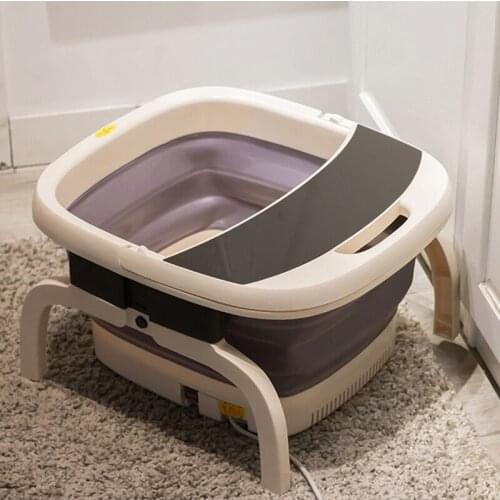 Folded Foot Bath Spa Massager - Heating & Bubble Wave - All in One Pedicure Machine Set for Relaxation & Red Light Therapy
