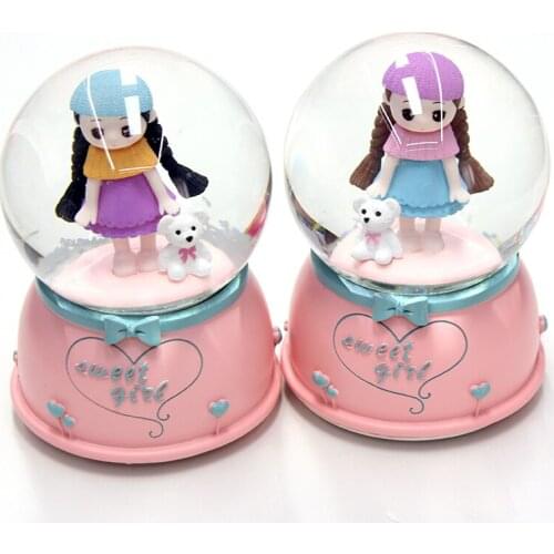 Creative Girl Snow Globe Crystal Ball Rotating Music Box Light Decoration For Home Home Decoration Accssories