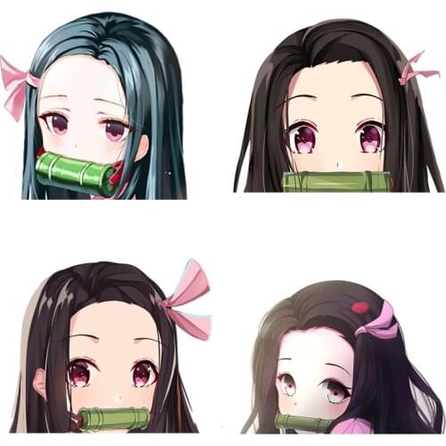 Three Ratels 3D Demon Slayer NEZUKO KAMADO Peeking Anime Car Sticker Vinyl PVC Decal for Girls Room Wall Laptop Waredrobe