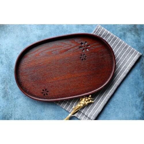Japan Style SAKURA hollow wooden tea trays home organizer storage trays large creative decorative serving tray wood fruit tray