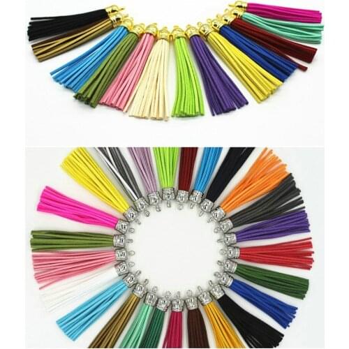 80pcs 80mm Mix Color Suede Tassel For Keychain Cellphone Straps Jewelry Charms
