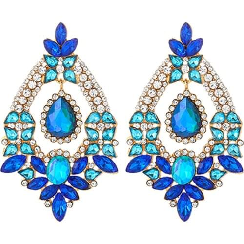 ZHINI New Arrivals Colorful Crystal Geometric Hollow Dangle Drop Earrings for Women Exaggerated Punk Big Earring pendientes