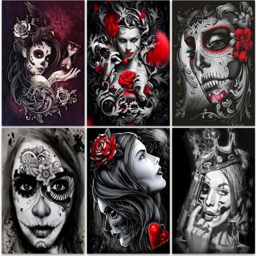 ZOOYA 5D Diamond Painting Skull Diamond Embroidery Full Square Drill Girl Cross Stitch Kits Diamond Mosaic Art Hobby Gift