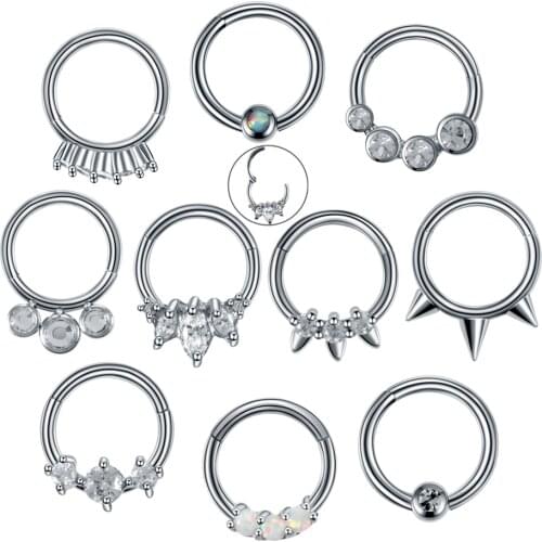 1PC 16G Steel Septum Piercing Daith Nose Ring Hoop Segment Hinged Clicker Piercing Nariz Helix Cartilage Earrings Body Jewelry