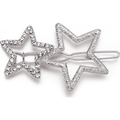 1 PCS Korea Fashion Rhinestone Star Hairpins Hair Clips Jewelry For Women Simple Hairgrips Hair Accessories Glitter Barrettes