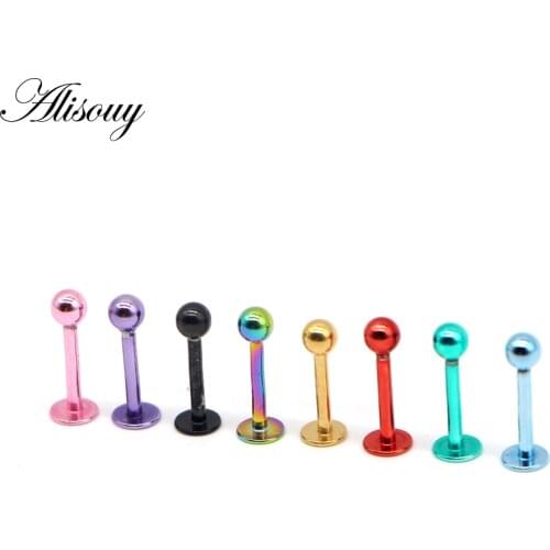 Alisouy 1 PC Stainless Steel Lip Piercing Spherical Labret Lip Rings Body Piercing Tragus Jewelry Unisex lip piercing jewelry