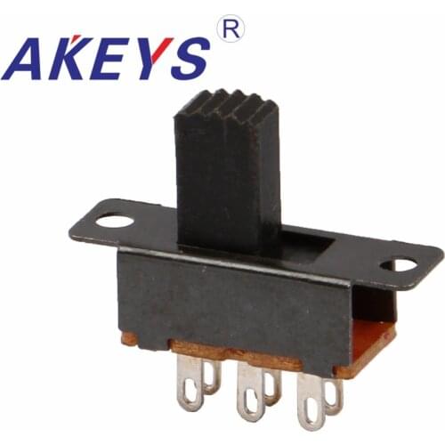 10PCS SS-22F32 2P2T Double pole double throw 2 position slide switch 6 solder lug pin verticle type without fixed pin