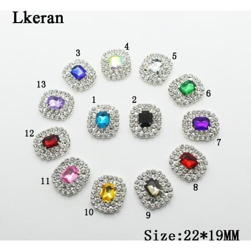 New 19mm*22mm 10pcs double row Rectangular Acrylic Rhinestone buttons Flat back Decoration DIY clothing wedding decoration