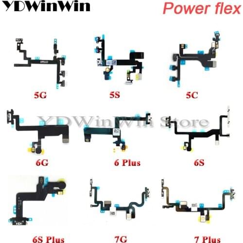 10pcs Power On Off Flex Cable For iPhone 5 5S 5C 6 6S 7 Plus With Metal Parts Volume Button Power Switch Key Flex