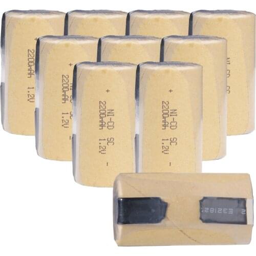 10 pcs SC battery 1.2V SUBC fast delivery global shipping batteries rechargeable high drain 2200mah with tabs for metabo