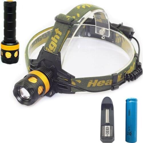 2 in1 led Headlamp with flashlight XM T6 Head flash lamp light torch lanterna headlight with 18650 battery+ AC charger