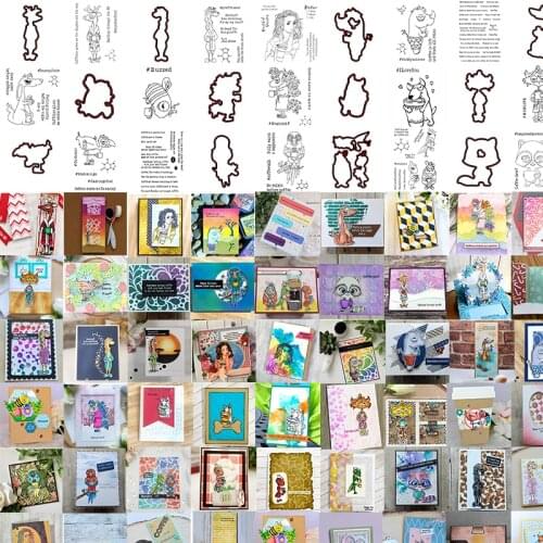2020 Caffeinated Deer Giraffe Rhino Kangaroo Bee Dog Stamps And Dies For Card Making Caffeinated Animals&Girl Dies And Stamps