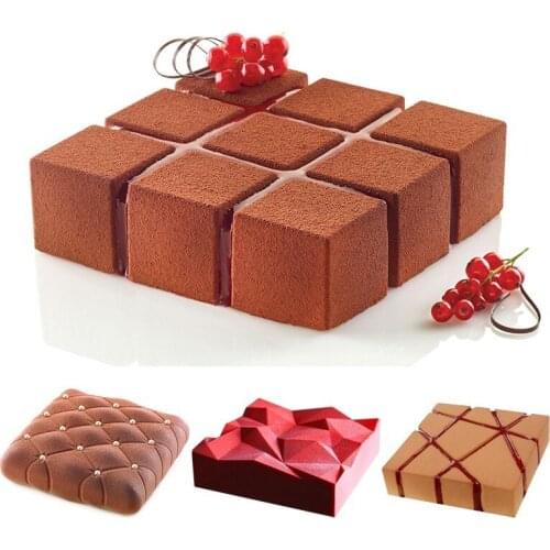 3D Irregular Geometric Shape Silicone Mold Creative Jiugongge Cake Baking Mold DIY Cake Decoration Kitchen Baking Supplies