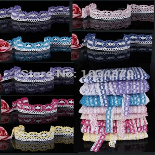 7Colors 10Yards (10yards in 1 Color) Mixed Cotton Lace Trim 2.5mm for Sewing, DIY Patchwork Craf