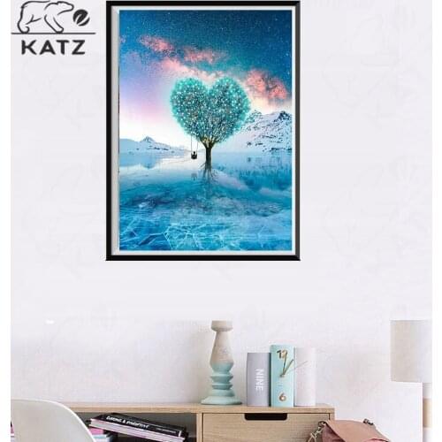 Flower Tree On Ice Diamond Painting Heart-Shaped Embroidery Crossing Diy Landscape Mosaic Art Gift Cross Stitch Home Decoration