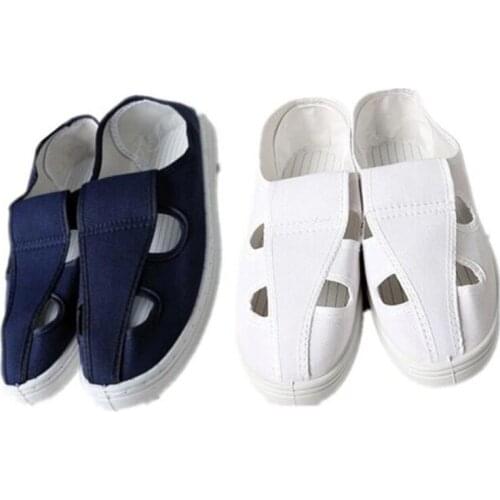 Anti-static Shoes Canvas Four Holes Breathable Anti-piercing Dust-free Soft Bottom White/Blue Antistatic Shoes For Workshop