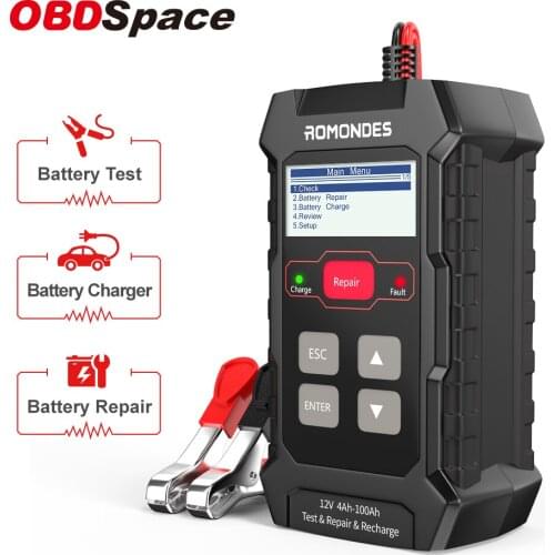 OBDSPACE RD510 Automotive Car Battery Tester Accumulators Repair 3 In 1 Battery Charger EFB AGM 4A 100A 12 Volt Free Shipping