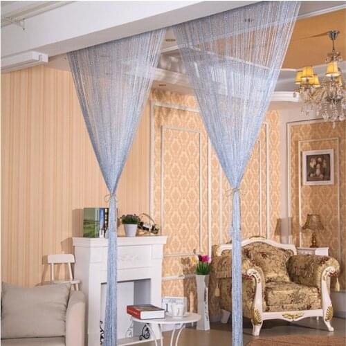 Shiny String Curtain Door Fly Screen Line Curtain Window Room Divider Panel Fringe Tassel Home Hotel Cafe Decoration Solid Color