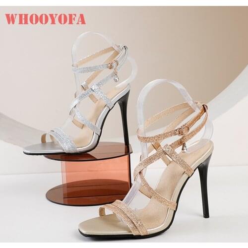 2021 Brand New Fashion Gold Silver Women Bridal Sandals Sexy Super High Heels Lady Party Shoes Big Small Size 10 30 43 45 48