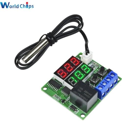 W1209S Dual LED Digital Display Thermostat Temperature Controller Regulator Switch Control Relay NTC Sensor Module DC 12V